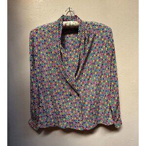 Vintage Ilyssa Maxx for 3K Womens Double Breasted Blazer Sz 8 Colorful Geometric